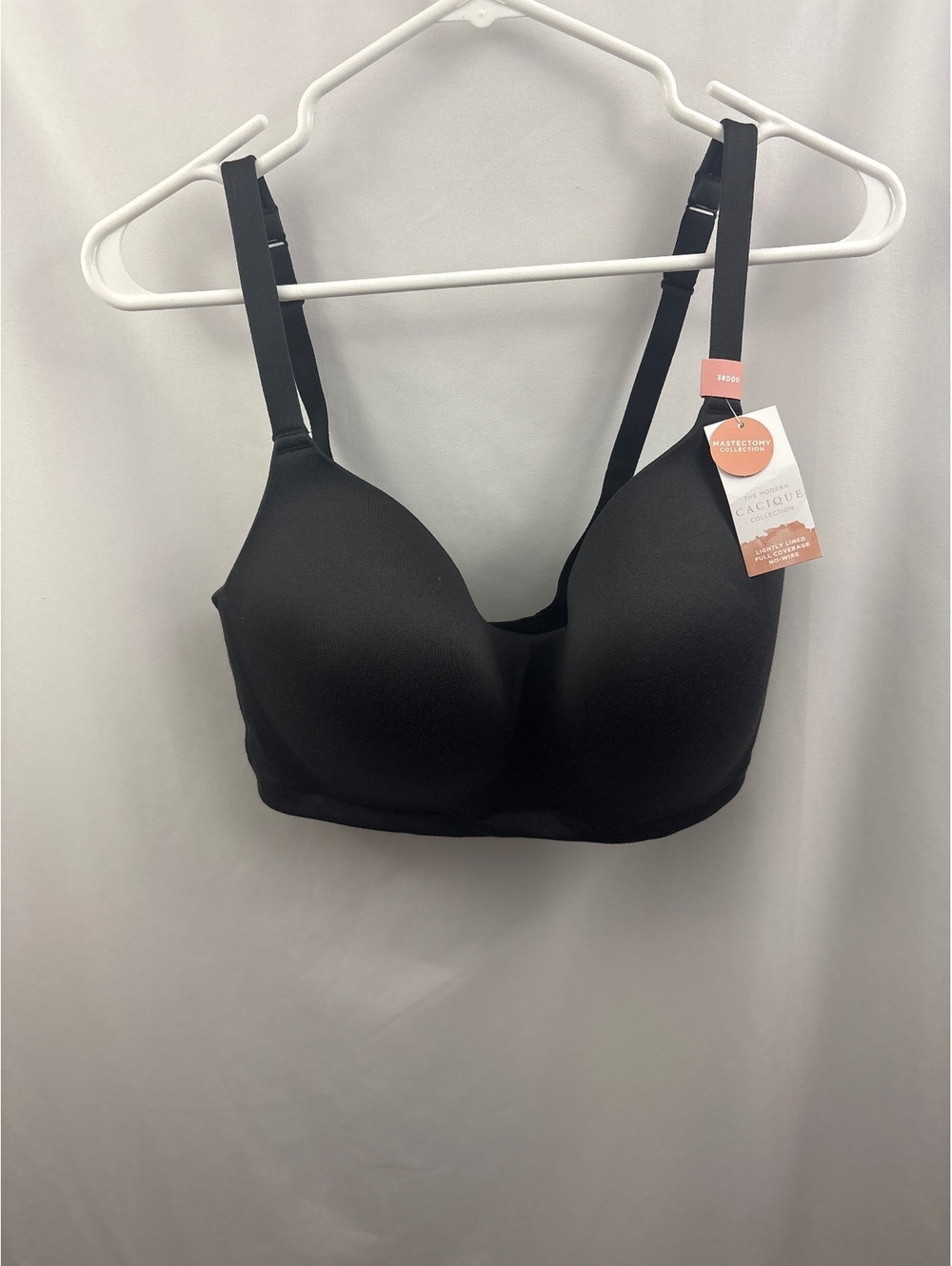 Cacique Mastectomy Collection Black Full Coverage Bra 38DDD Lightly Line No Wire
